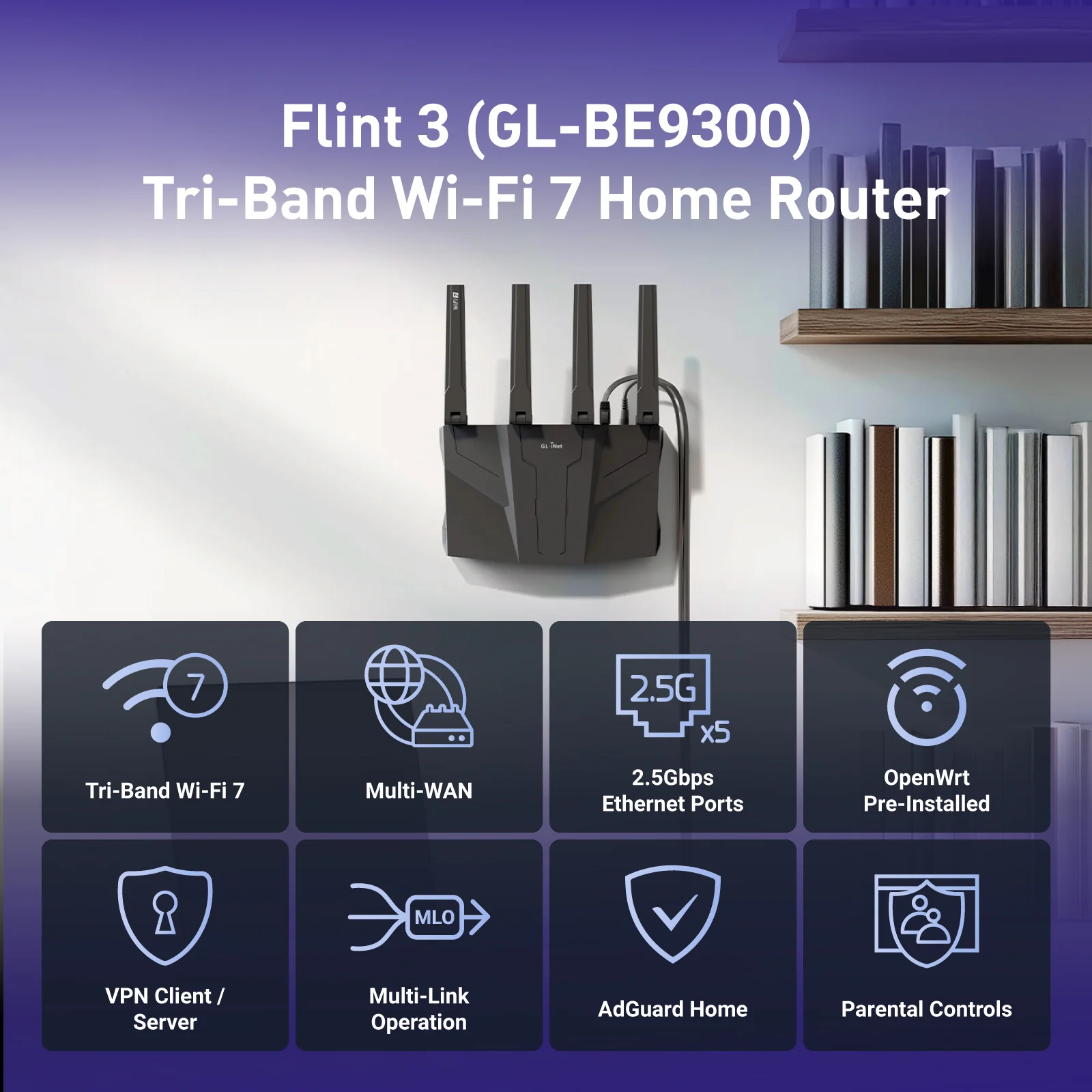 Flint 3 (GL-BE9300) Tri-band Wi-Fi 7 Home Router - Image 4