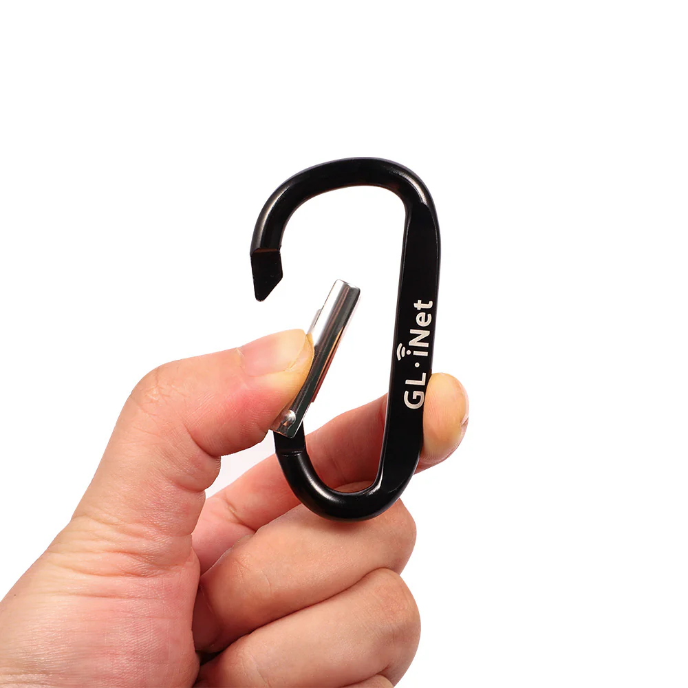 GL.iNet Carabiner Clip|Black Aluminum D Ring Shape - Image 4