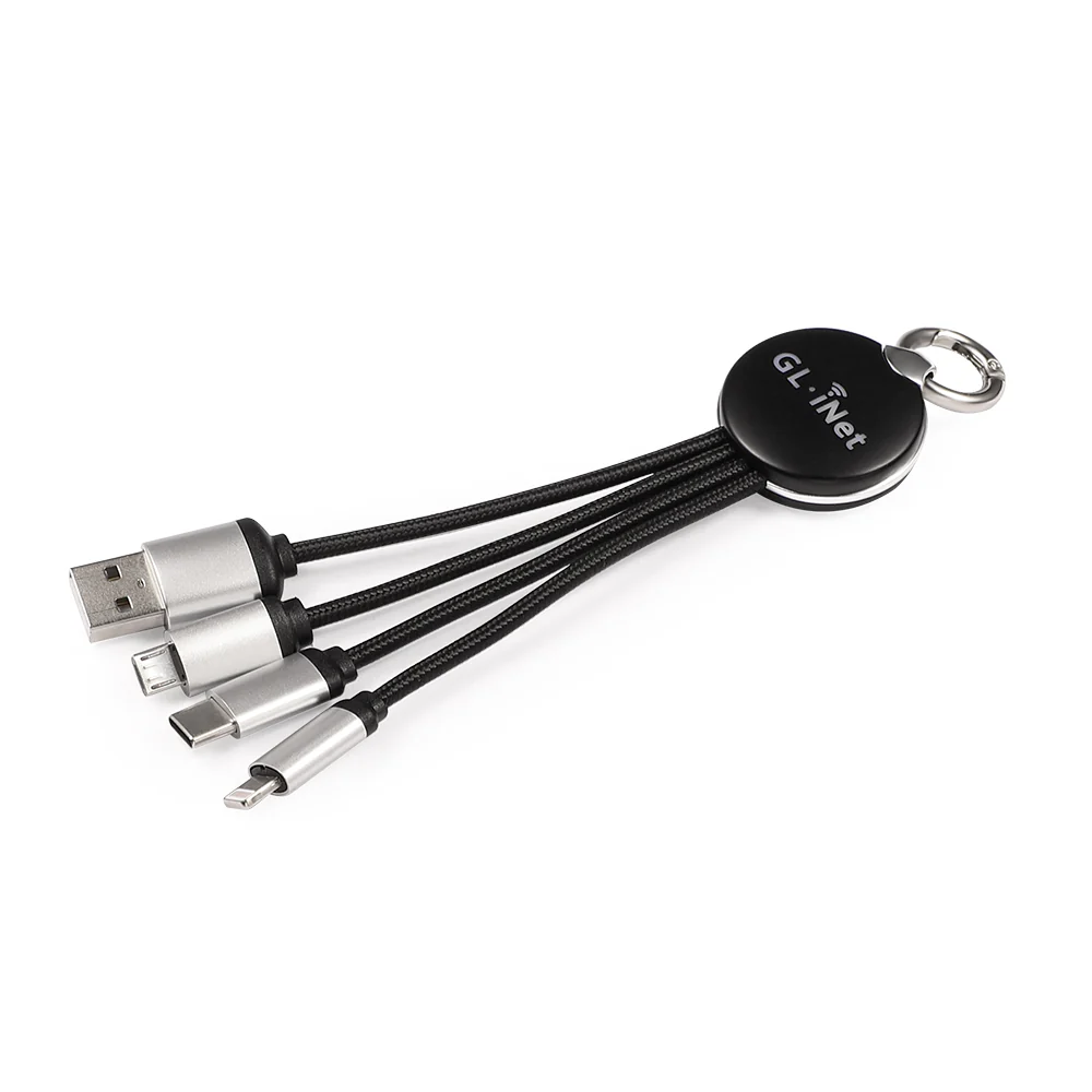 GL.iNet USB Power Cable All in One Charge Cable|Black|Nylon Braided - Image 2