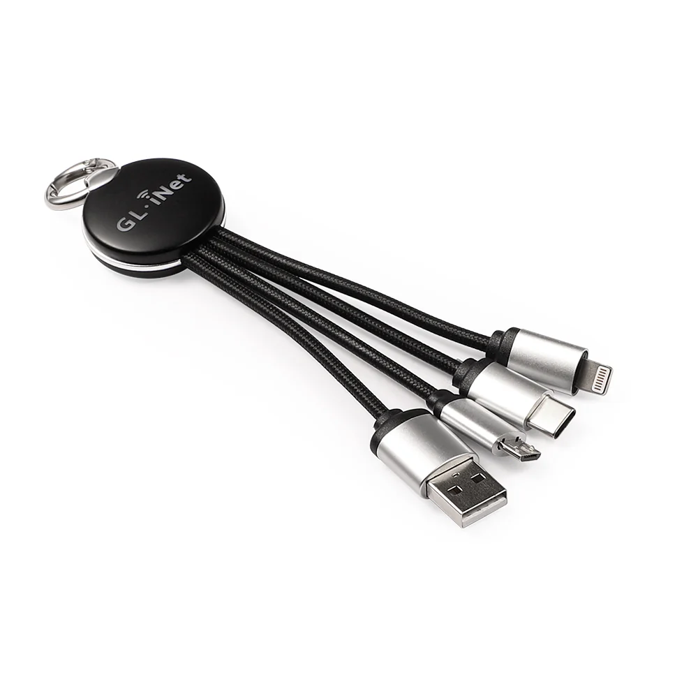GL.iNet USB Power Cable All in One Charge Cable|Black|Nylon Braided - Image 3